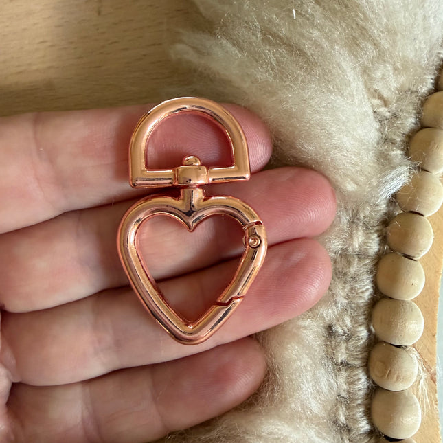 1 x Herz Karabiner Rosegold - für DIY Schlüssel- und Taschenanhänger Makramee