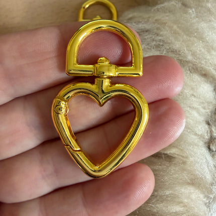 1 x Herz Karabiner Gold - für DIY Schlüssel- und Taschenanhänger Makramee