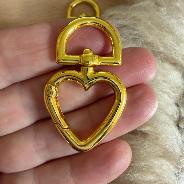1 x Herz Karabiner Gold - für DIY Schlüssel- und Taschenanhänger Makramee
