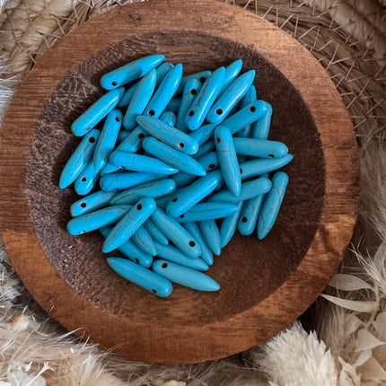 1 x Naturstein Anhänger in Türkis & Natur 21x5 mm - Schmuckherstellung DIY