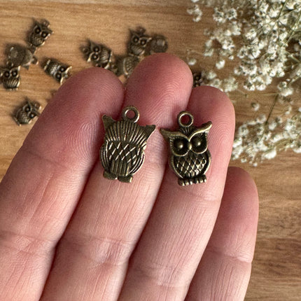 2 x Eulenanhänger aus Bronze | 15 x 10 mm | Für Mikromakramee, Schmuck & DIY‘s