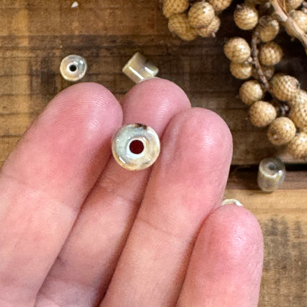 2 x light brown ceramic tube beads, handmade | For micro-macrame, jewelry &amp; DIY projects