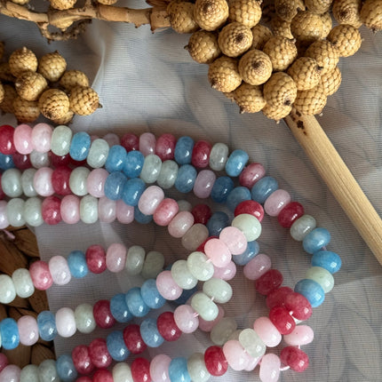 10 x Morganit Edelstein Perlen – bunt gemischt - Makramee, Mikromakramee & DIY Schmuck