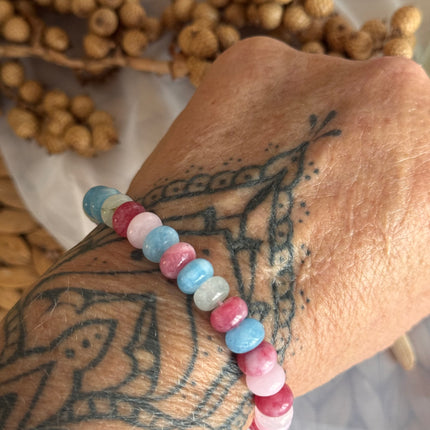 10 x Morganit Edelstein Perlen – bunt gemischt - Makramee, Mikromakramee & DIY Schmuck