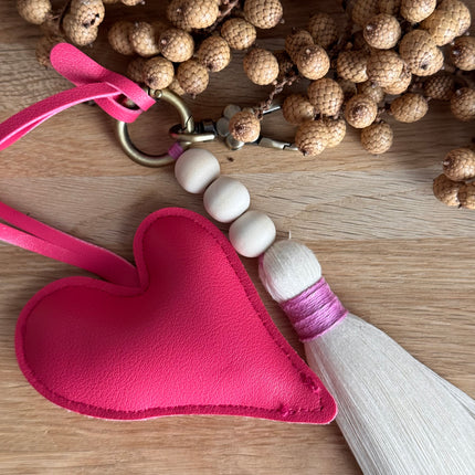 1 x Schlüssel- und Taschenanhänger Herz Amaranth Pink für Taschen & Schlüssel