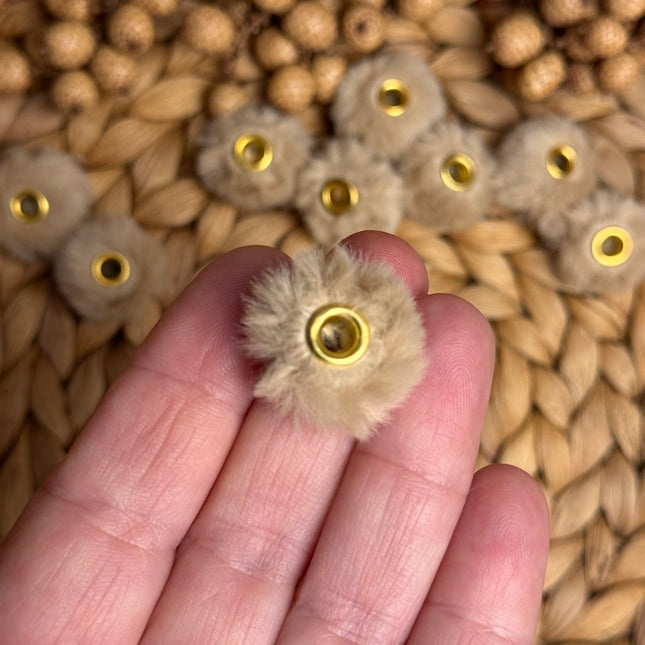 1 x Beige Plüschperle mit großem Loch für DIY Schlüssel- und Taschenanhänger