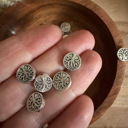 5 x Silber Lebensbaum Verbinder 9 mm (Lochgröße 1,2 mm) für Mikro Makramee DIY Schmuck
