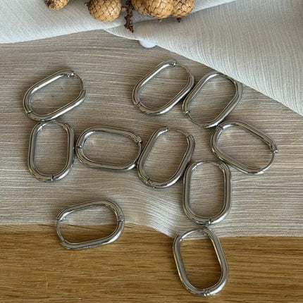 2 x Ovale Creolen | in Silber | 21 x 15 mm | Für Mikromakramee, Schmuck & DIY‘s
