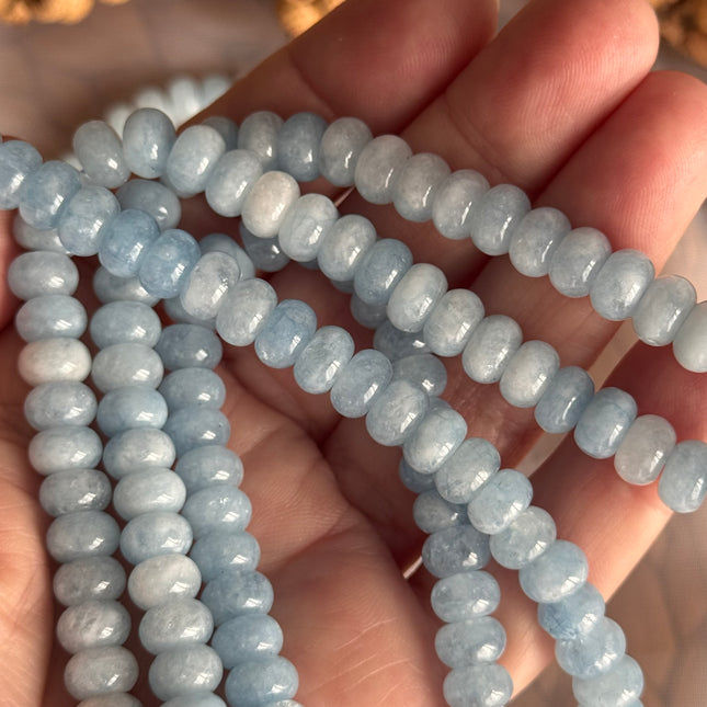 10 x Aquamarin Edelstein Perlen – blau - Makramee, Mikromakramee & DIY Schmuck
