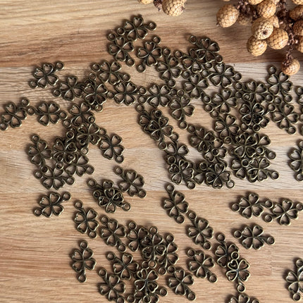 1 x Four-Leaf Clover Bronze Connector – 4-Leaf, DIY Jewelry