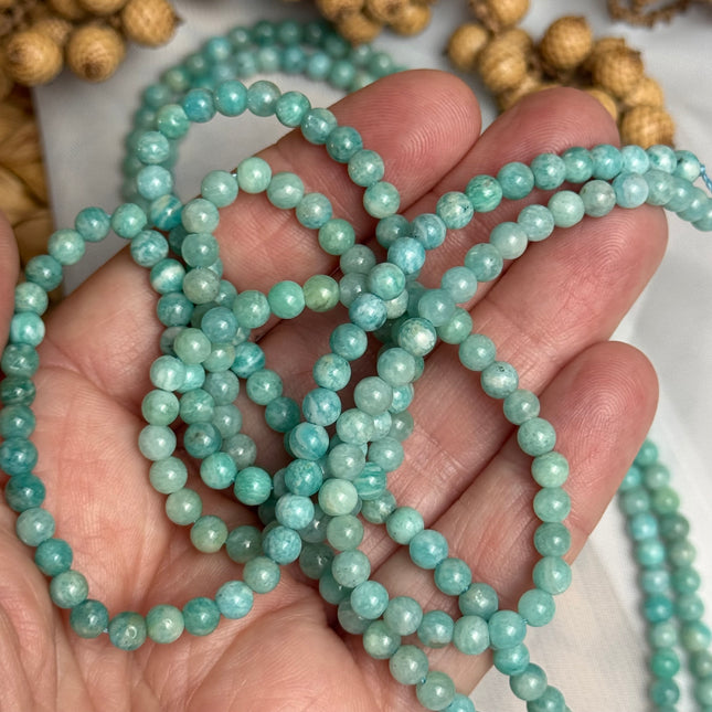 10 x Amazonit 4 mm | echte Edelsteinperlen - Makramee, Mikromakramee & DIY Schmuck