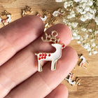 1 x Anhänger Rentier Gold Weiß für DIY Schmuck - Weihnachten Schmuck DIY