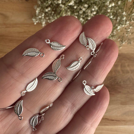 1 x Sterling Silver Leaf Pendant DIY Jewelry