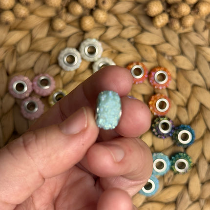 1 x Blau Acryl Spacerperle Kristall mit großem Loch für DIY Taschen- und Schlüsselanhänger