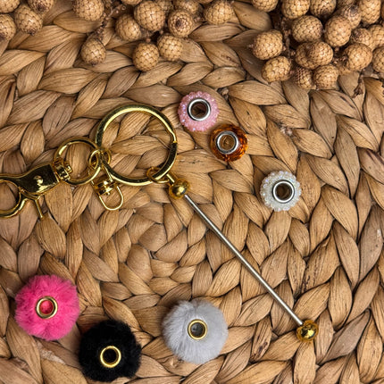 1 x Schlüsselanhänger Stäbe Rohling aus Metall (Gold)  für kreative DIY Ideen