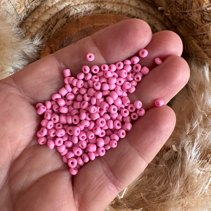 100 x Glasperlen | in dunklem Rosa | 3 mm | Für Mikromakramee, Schmuck & DIY‘s