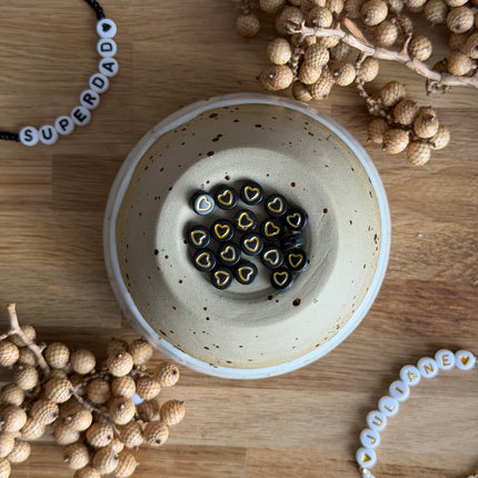 1 x Schwarz Gold Herz Acryl für personalisierte DIY- und Makramee-Projekte