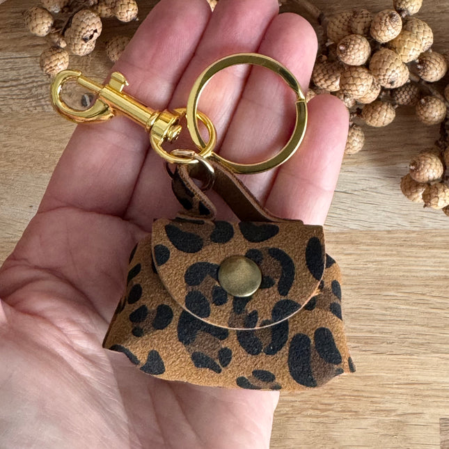 1 x  Schlüssel- und Taschenanhänger 'Handtasche'Leopard Braun-Schwarz-Gold
