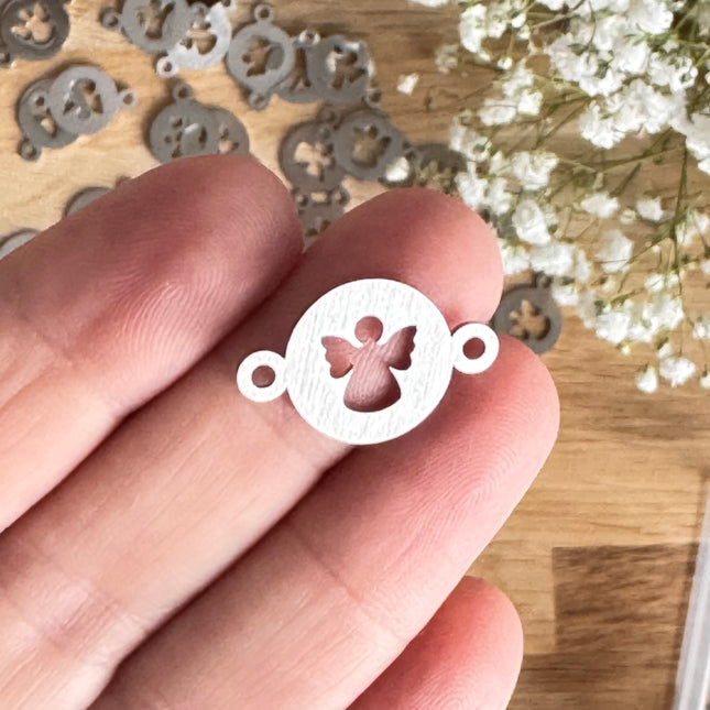1 x Anhänger Engel Silber Verbinder (nickelfrei) für DIY Schmuck - Weihnachten DIY