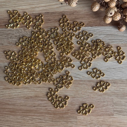 1 x Kleeblatt Gold Verbinder – 4-Blatt,  DIY Schmuck