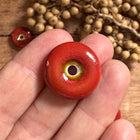 1 x Flache Perle Donut aus Keramik | Terracotta | Für Mikromakramee, Schmuck & DIY‘s