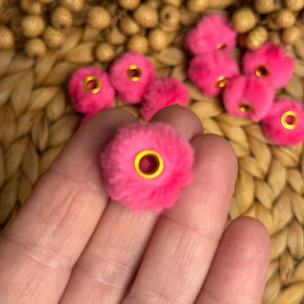 1 x Pink Plüschperle mit großem Loch für DIY Schlüssel- und Taschenanhänger