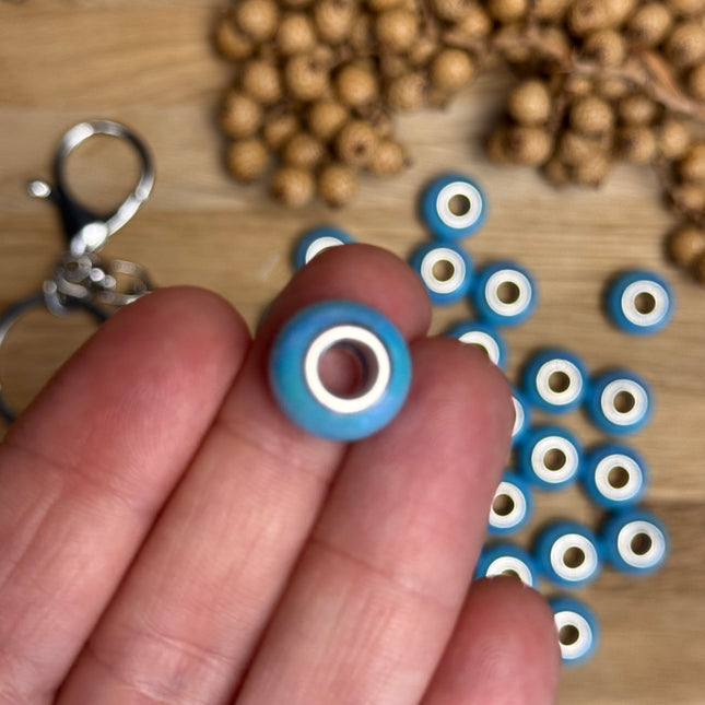 1 x Hellblau schimmernd Acryl Spacerperle mit großem Loch für DIY Schlüssel- und Taschenanhänger