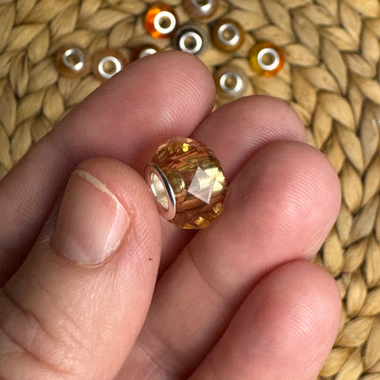 1 x Bernstein facettierte Acryl Spacerperle mit großem Loch für DIY Schlüssel- und Taschenanhänger