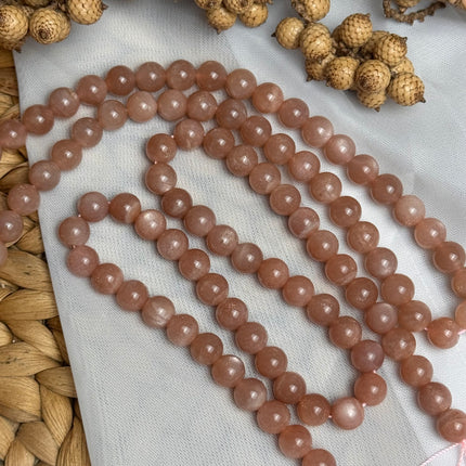 10 x Pfirsich Mondstein 8 mm | echte Edelsteinperlen - Makramee, Mikromakramee & DIY Schmuck