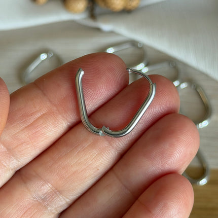 2 x Ovale Creolen | in Silber | 19 x 12 mm | Für Mikromakramee, Schmuck & DIY‘s