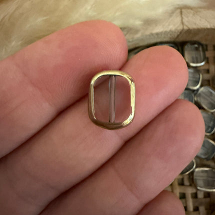 2 x Rechteck Glasperle | Transparent Gold | ca.ca. 11x9mm (Ø1.1mm) | Für Mikromakramee, Schmuck & DIY‘s
