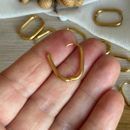 2 x Ovale Creolen | in Gold | 19 x 12 mm | Für Mikromakramee, Schmuck & DIY‘s