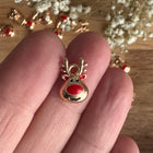 1 x Super süßer Anhänger Rentier Gold-Rot für DIY Schmuck - Weihnachten DIY