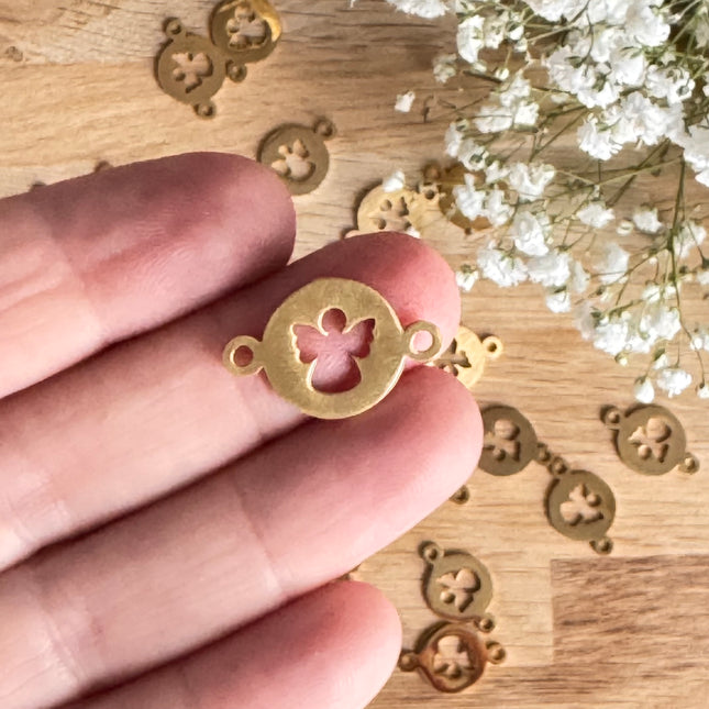 1 x Anhänger Engel Gold Verbinder (nickelfrei) für DIY Schmuck - Weihnachten DIY
