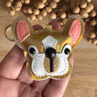 1 x Schlüssel- und Taschenanhänger Hund Gold Weiß Schwarz