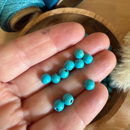 10 x 6 mm Türkis Naturstein Perle DIY für Schmuck Armbänder Ketten Mirko Makramee