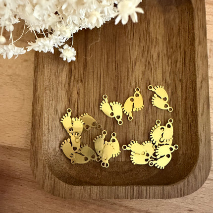 1 x  Mini Fußabdruck Gold Baby Verbinder – Edelstahl 👣 | Für Mikromakramee, Schmuck, Armbänder & DIY‘s