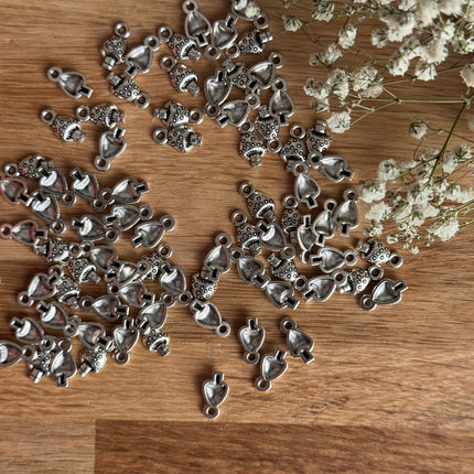 5 x Pilz Anhänger Antik Silber für DIY Schmuckherstellung - 12 x 7 mm