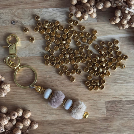 1 x Goldene Perle Ornament mit großem Loch für DIY Schlüssel- und Taschenanhänger