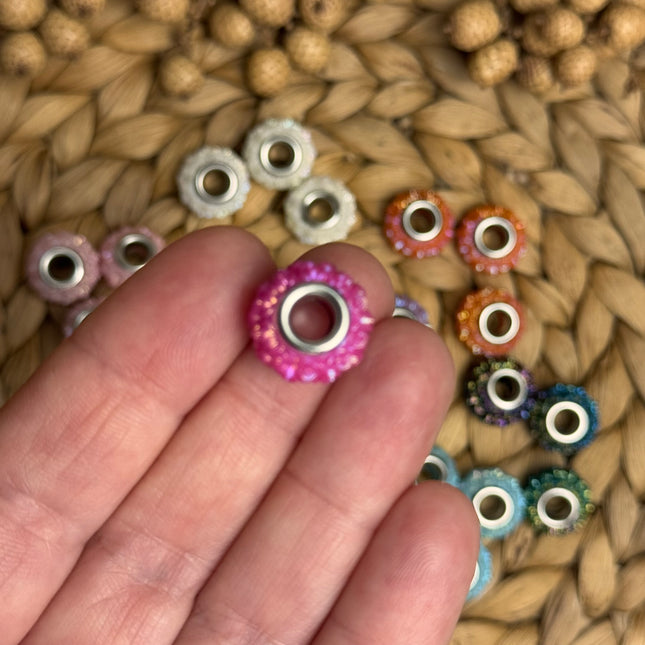 1 x Pink-Orange Acryl Spacerperle Kristall mit großem Loch für DIY Taschen- und Schlüsselanhänger