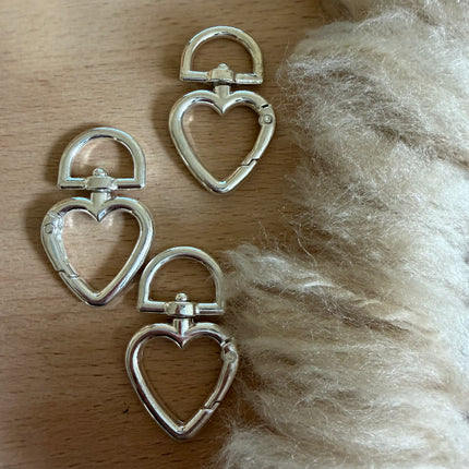 1 x Herz Karabiner Silber - für DIY Schlüssel- und Taschenanhänger Makramee