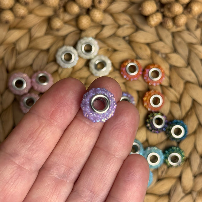 1 x Flieder Acryl Spacerperle Kristall mit großem Loch für DIY Taschen- und Schlüsselanhänger