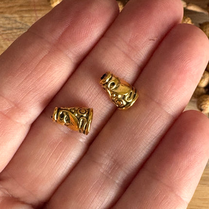 2 x Gold tassel end caps for DIY jewelry