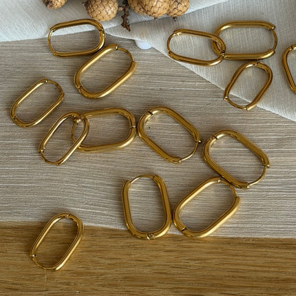 2 x Ovale Creolen | in Gold | 21 x 15 mm | Für Mikromakramee, Schmuck & DIY‘s