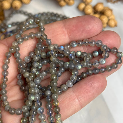 10 x Labradorit 4 mm | echte Edelsteinperlen - Makramee, Mikromakramee & DIY Schmuck