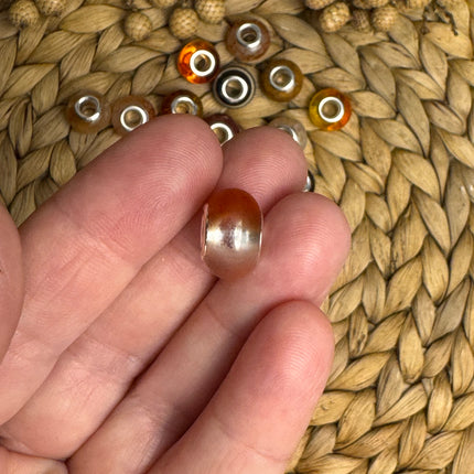 1 x Braun-Weiße Acryl Spacerperle mit großem Loch für DIY Schlüssel- und Taschenanhänger