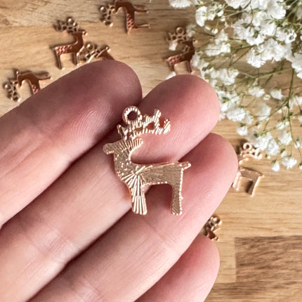 1 x Anhänger Rentier Gold Braun für DIY Schmuck - Weihnachten DIY