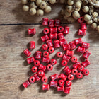 2 x red ceramic tube beads, handmade | For micro macrame, jewelry & DIYs