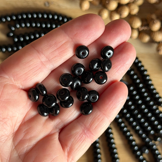 10 x Schwarze Achat Perle - Makramee, Mikromakramee & DIY Schmuck