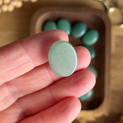 1 x Cabochon - grüner Aventurin  2 x 1,4 cm |  Makramee, Mikromakramee & DIY Schmuck